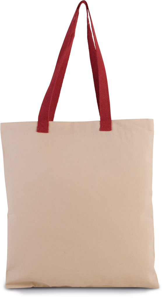 Flat canvas shopper with contrast handle