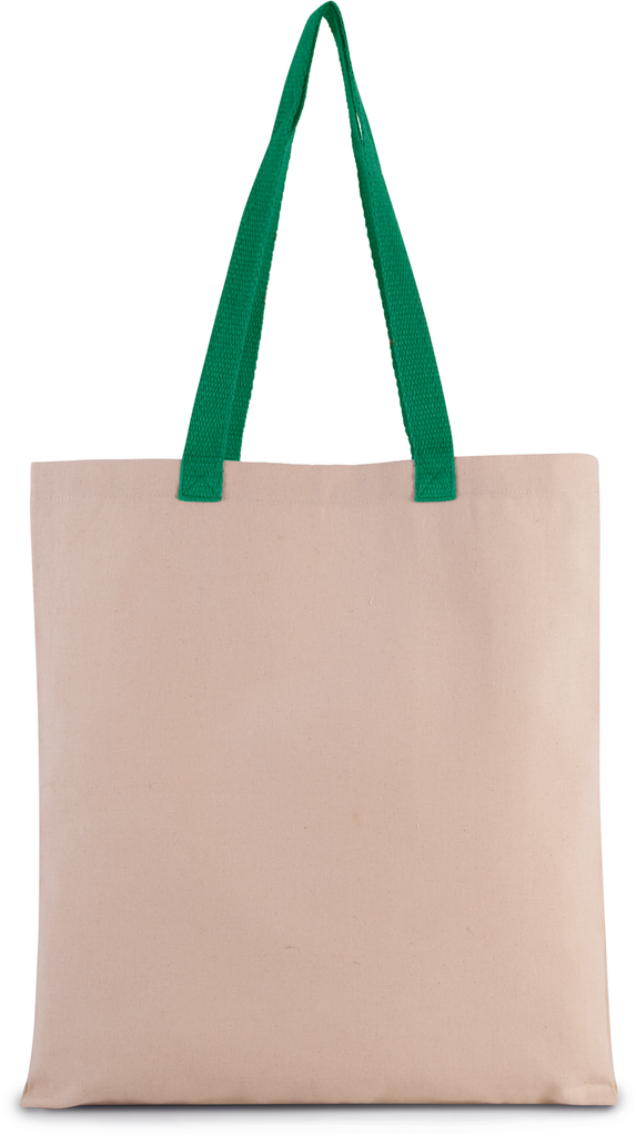 Flat canvas shopper with contrast handle