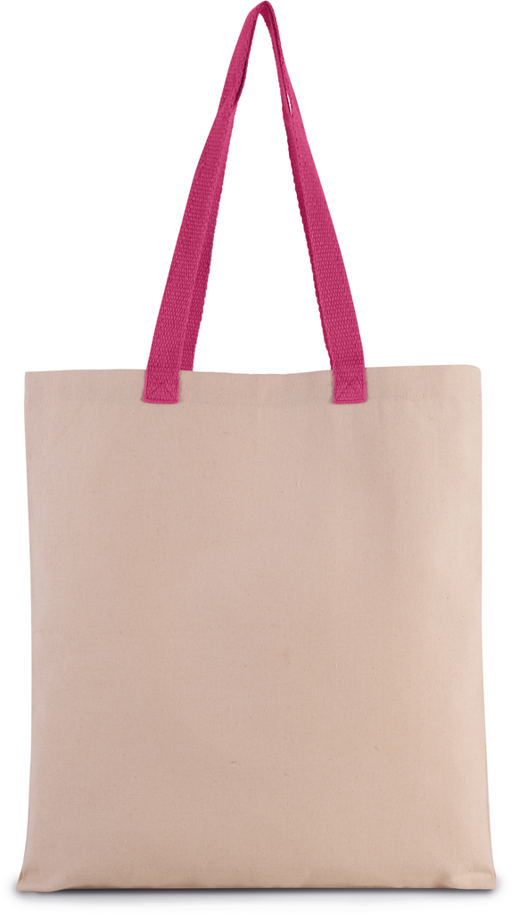Flat canvas shopper with contrast handle