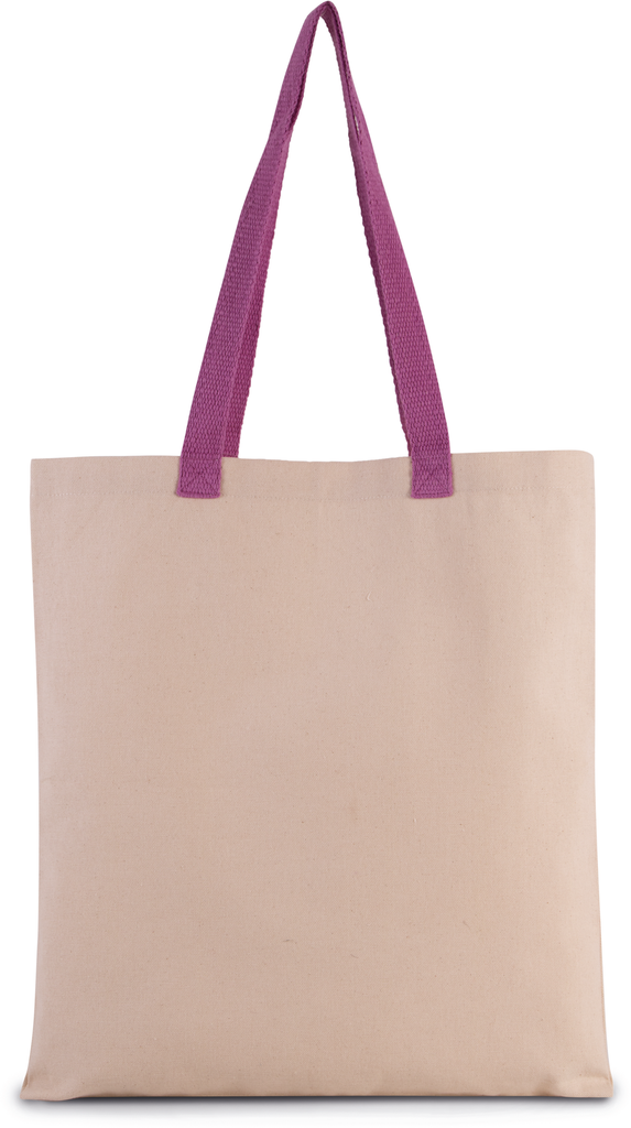 Flat canvas shopper with contrast handle