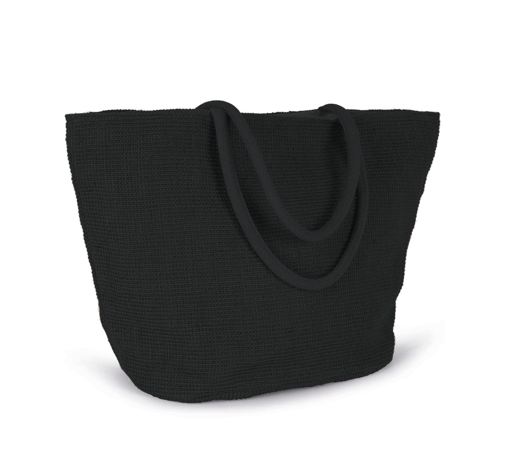 Woven jute shopping bag with knit canvas effect - Kimood