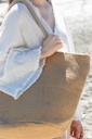 Woven jute shopping bag with knit canvas effect - Kimood