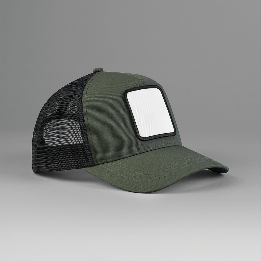 5-panel trucker cap with square patch