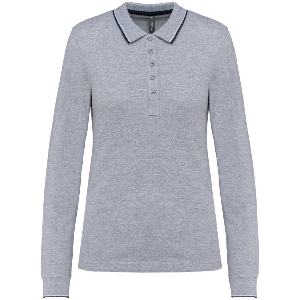 Women’s long-sleeved piqué knit polo shirt - Kariban