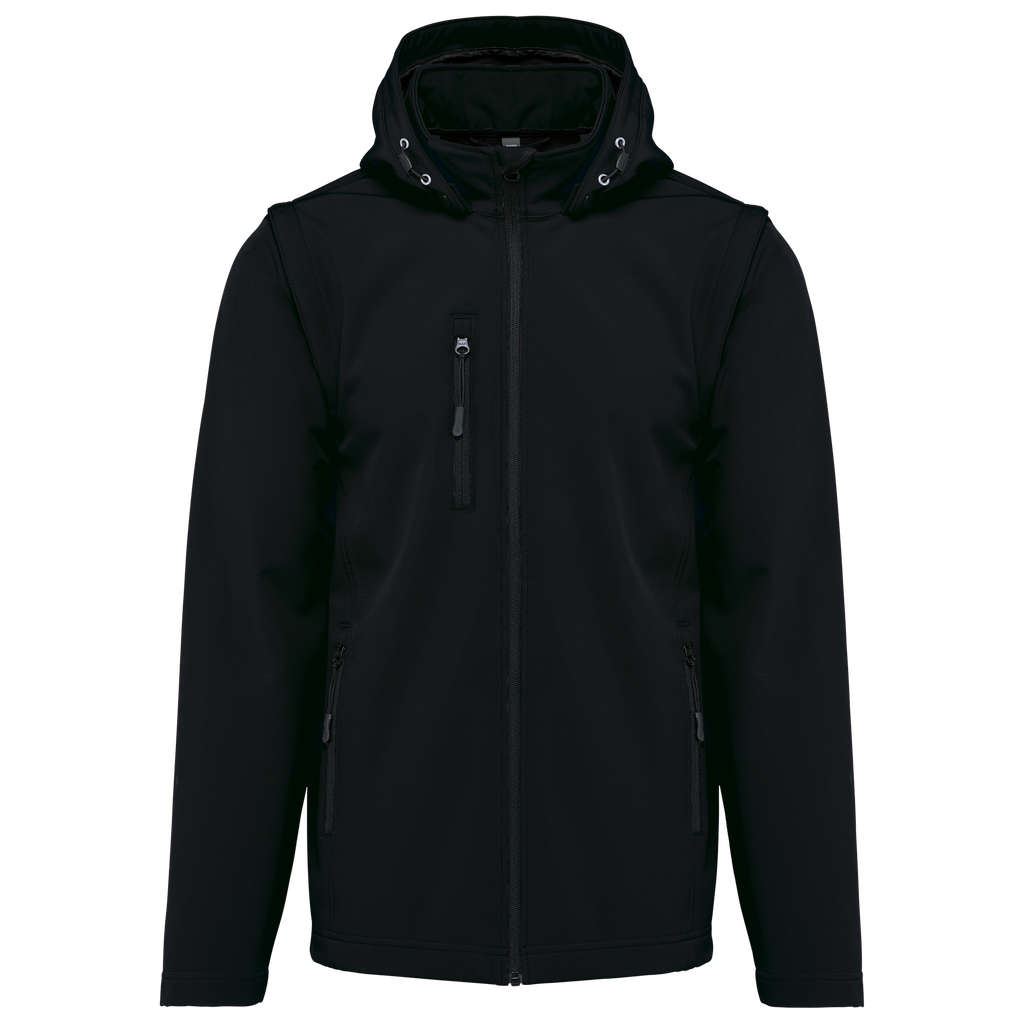 Unisex 3-layer softshell hooded jacket with removable sleeves - Kariban