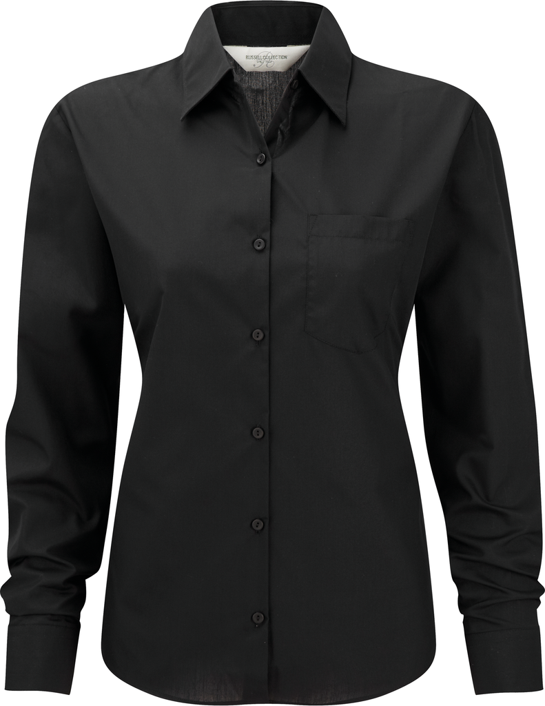 Ladies' Long-Sleeved Polycotton Poplin Shirt - Russell