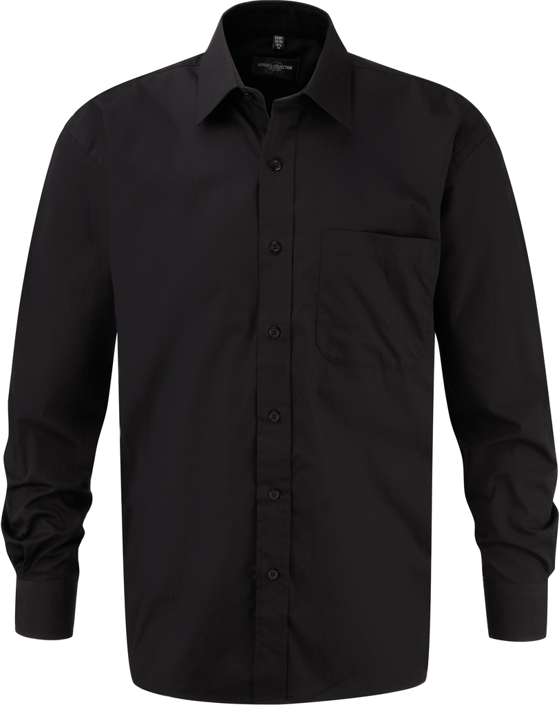 Men's Long-Sleeved Pure Cotton Poplin Shirt - Russell