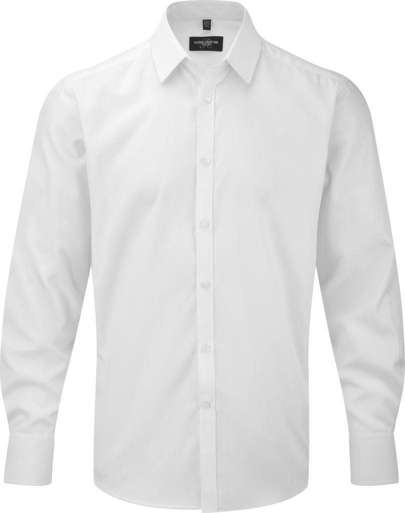 Men's Long-Sleeved Herringbone Shirt - Russell
