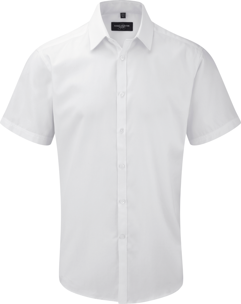 Men's Short-Sleeved Herringbone Shirt - Russell