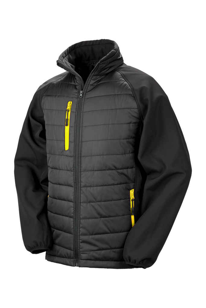 Black compass padded soft shell jacket - Result