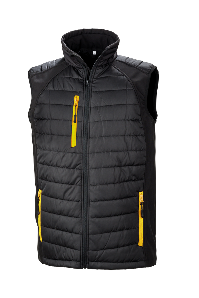 Black compass padded soft shell gilet - Result