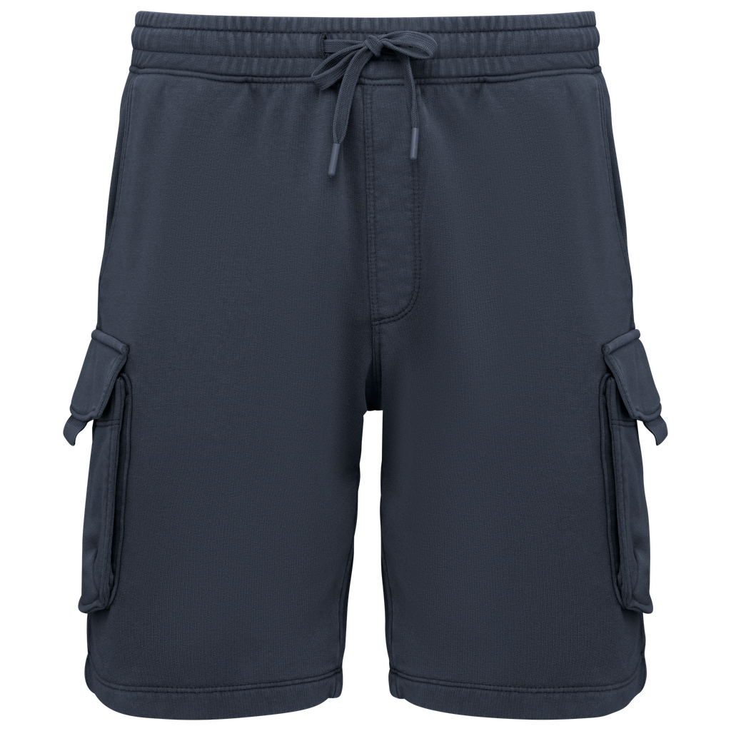 Eco-friendly men's French Terry washed effect cargo shorts - Native Spirit