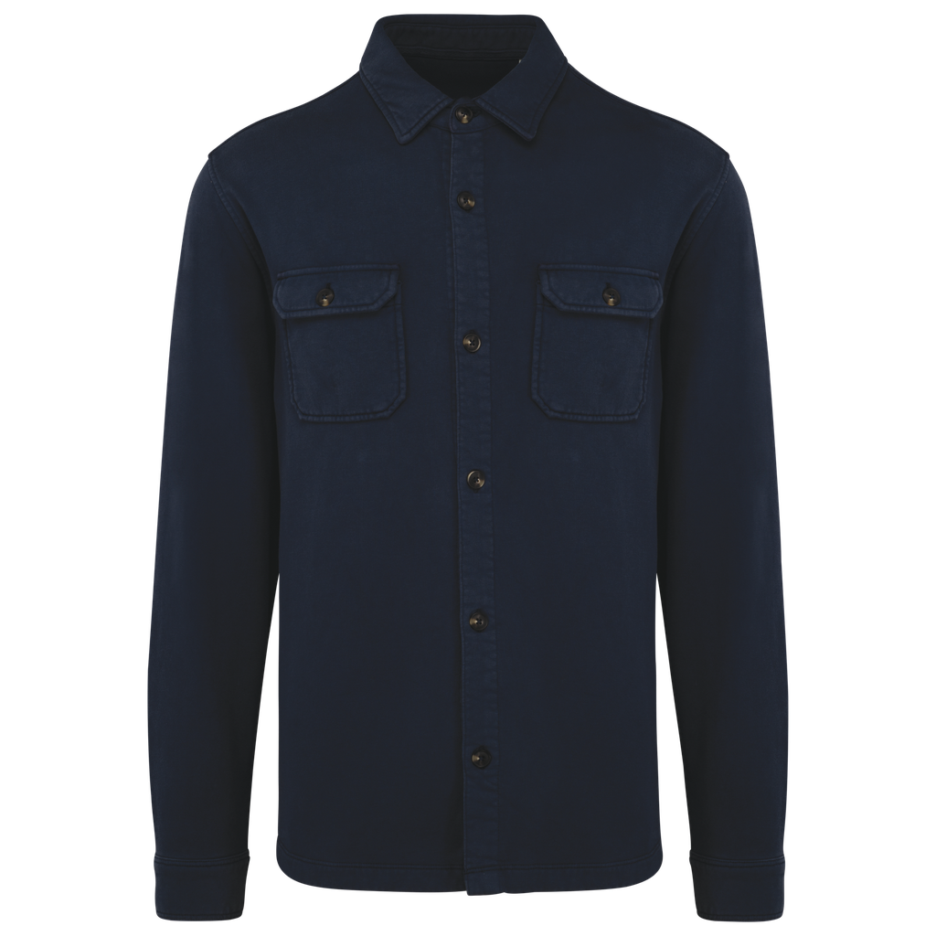 Eco-friendly men's washed effect brushed fleece overshirt - Native Spirit