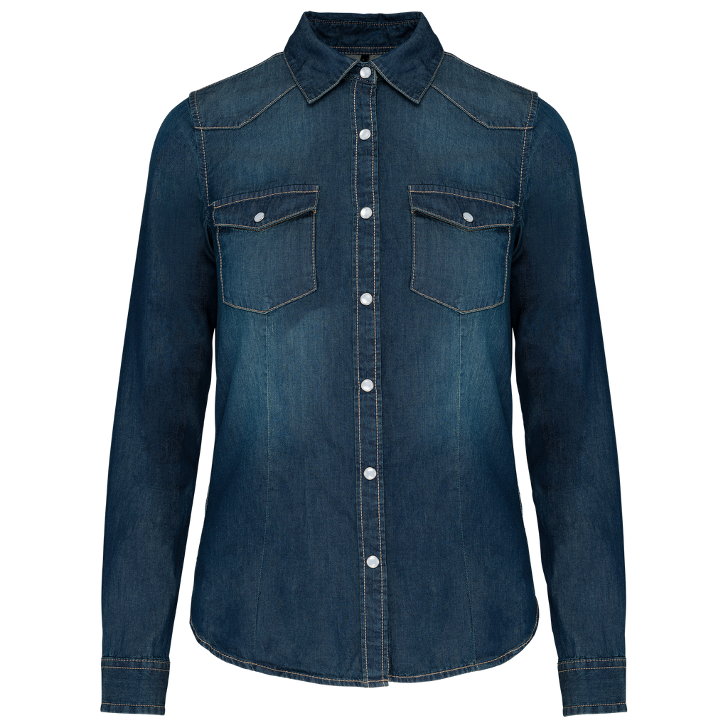 Ladies' long-sleeved denim shirt - Kariban