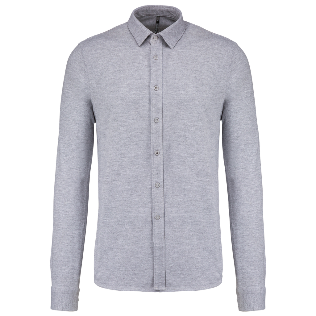 Long-sleeved piqué knit shirt - Kariban