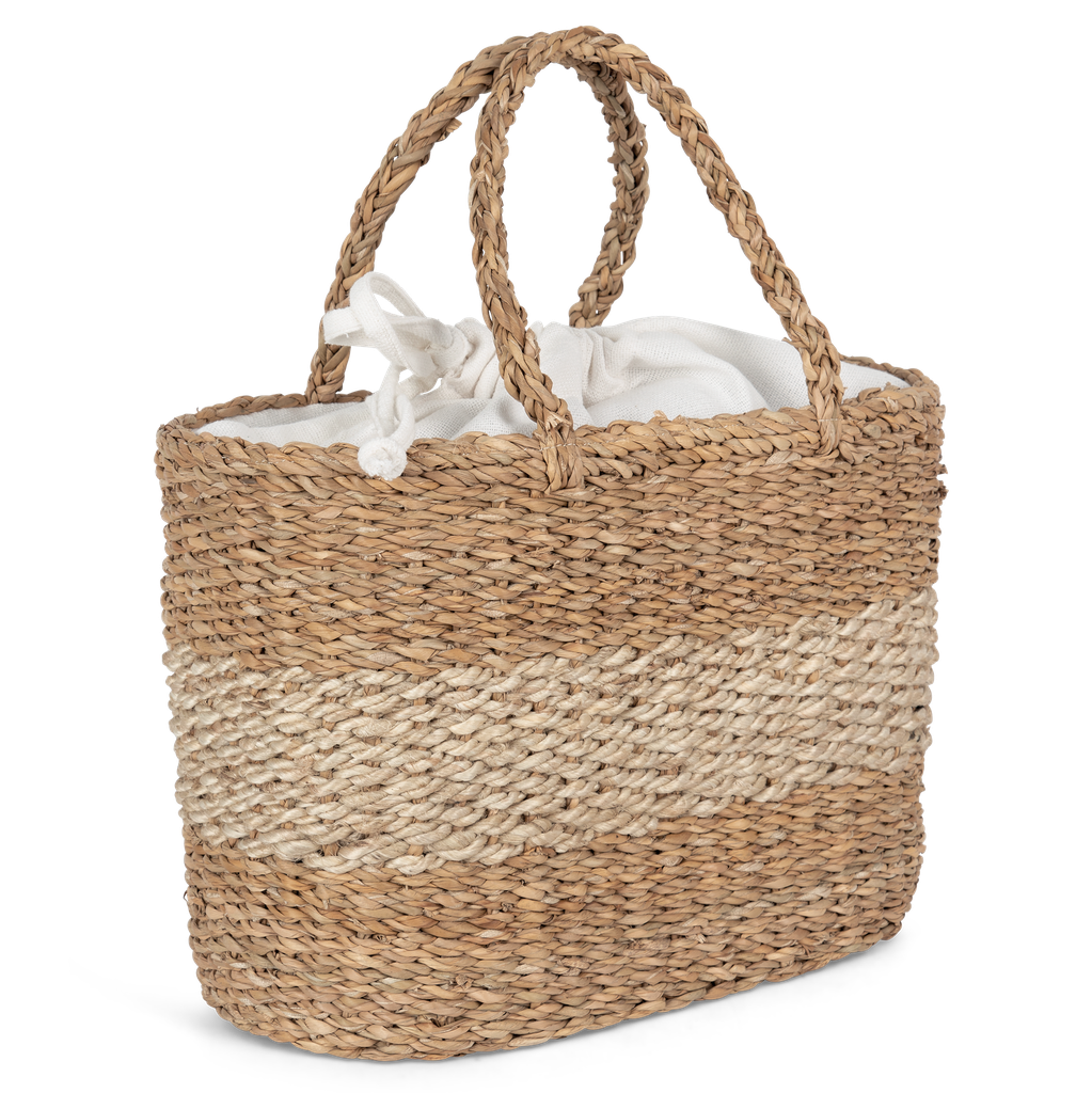 Eco-friendly striped seagrass basket bag - Kimood