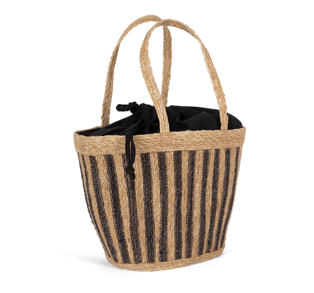 Eco-friendly striped seagrass basket bag - Kimood