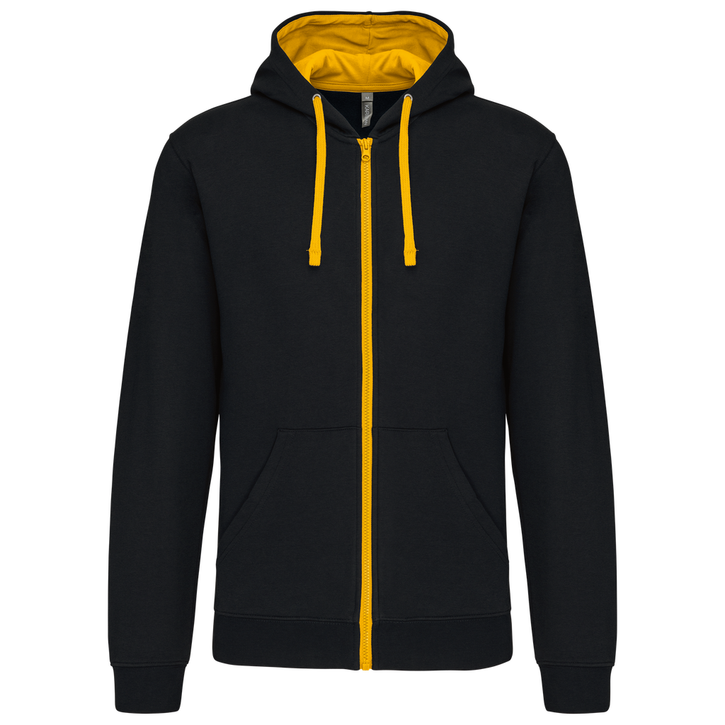 Men's contrast hooded full zip sweatshirt - Kariban