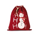 Cotton bag with snowman design and drawcord closure - Kimood