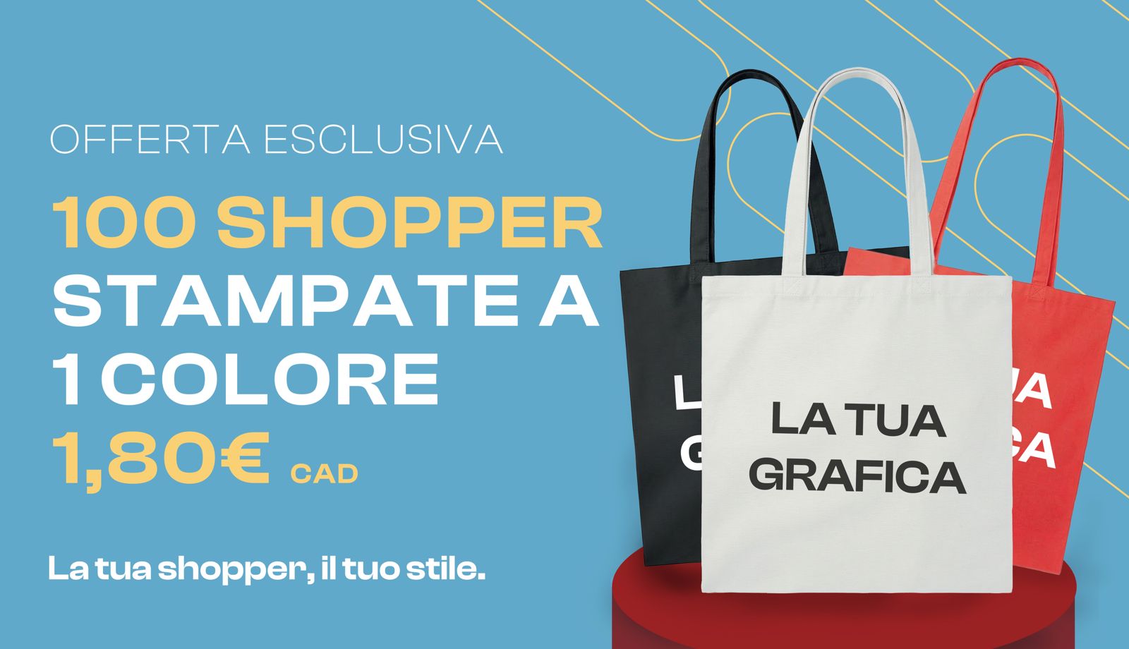 Offerta 100 Shopper Stampate a 1,80€