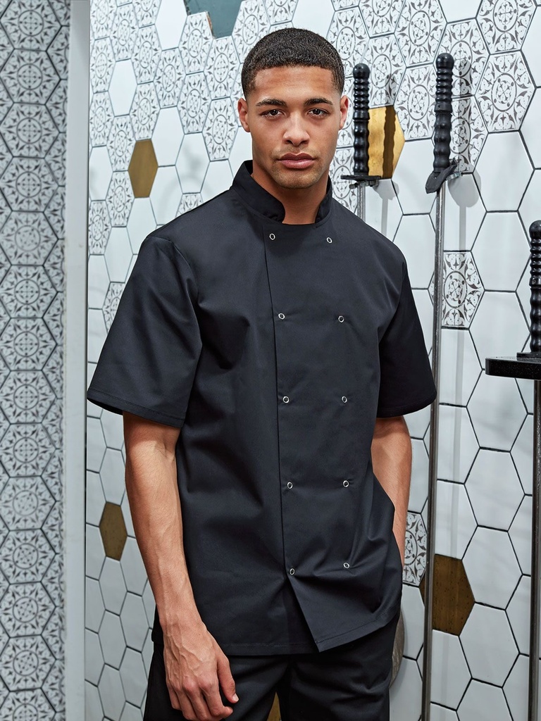 Studded Front Shorts Sleeve Chef's Jacket · 3