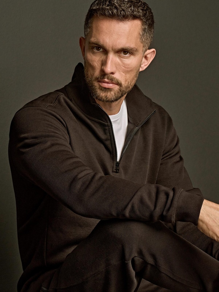 Ribbed Interlock Half Zip · 2