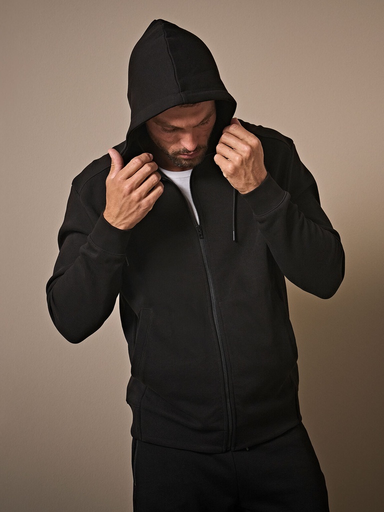 Ribbed Interlock Hooded Full Zip · 2