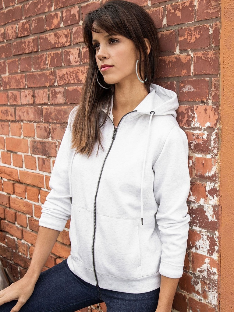 Felpa con cappuccio e zip da donna in cotone organico