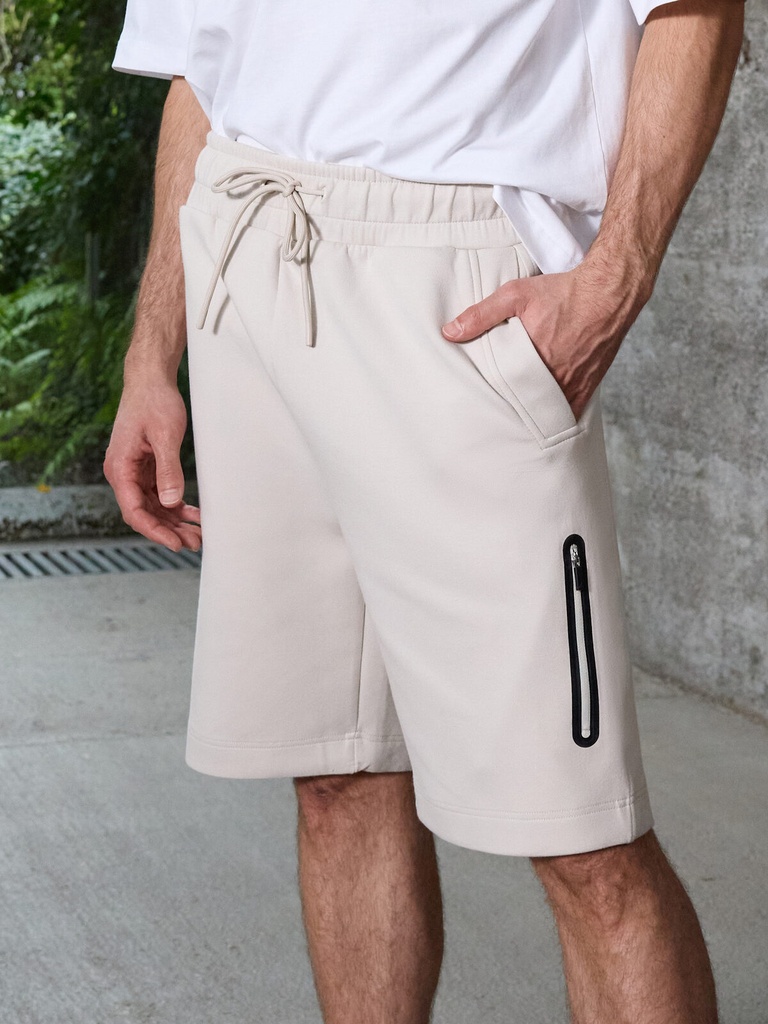 Pantaloncini da uomo in tessuto interlock con tasche laterali e con zip