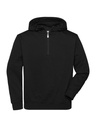 Felpa con cappuccio e mezza zip in cotone organico