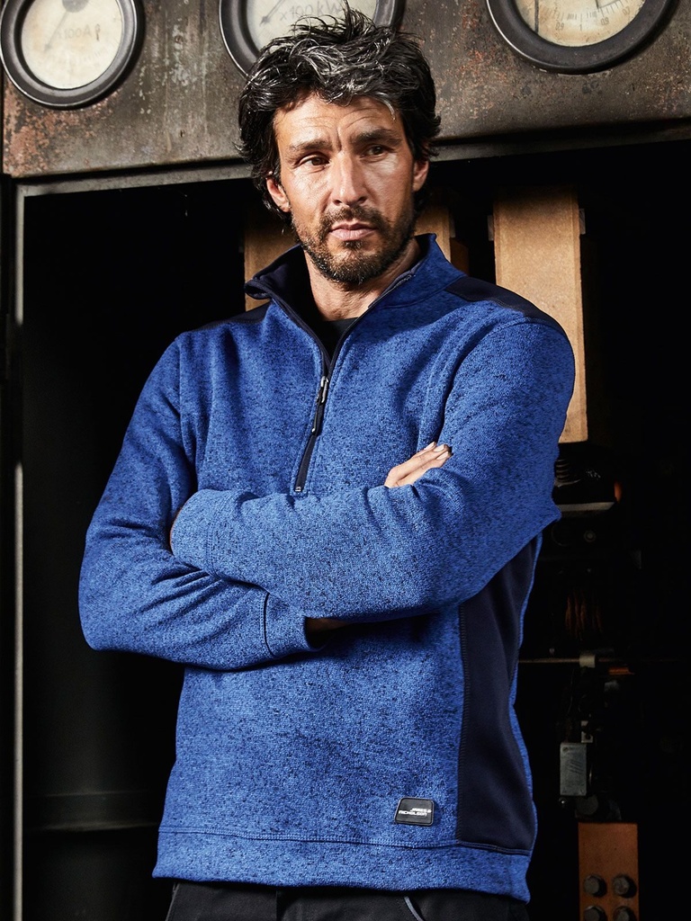 Felpa in pile a mezza zip con inserti in softshell e maglia esterna