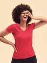 T-shirt da donna a manica corta con scollo a V e vestibilità sfiancata