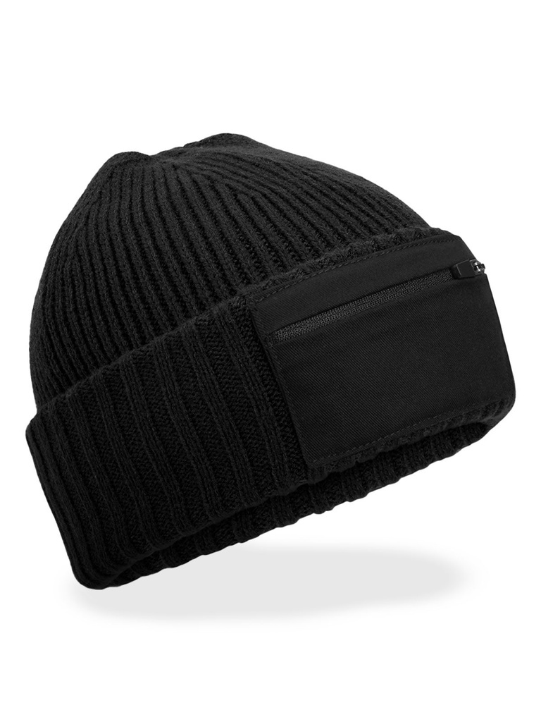 Berretto in maglia a doppio strato con patch e zip personalizzabile