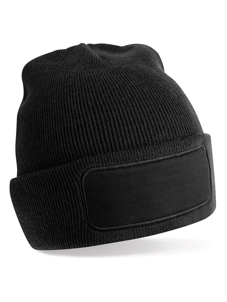 Cuffia in maglia a doppio strato con patch personalizzabile