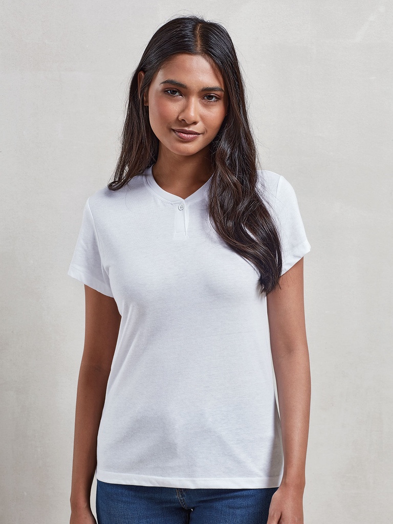 T-shirt da donna in cotone e poliestere riciclato
