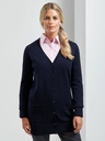 Cardigan lungo in maglia per donna con bottoni e tasche