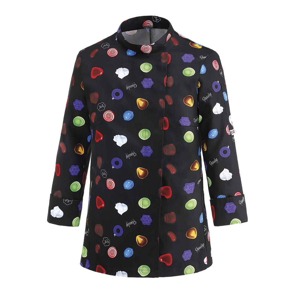 Woman chef jacket with press buttons
