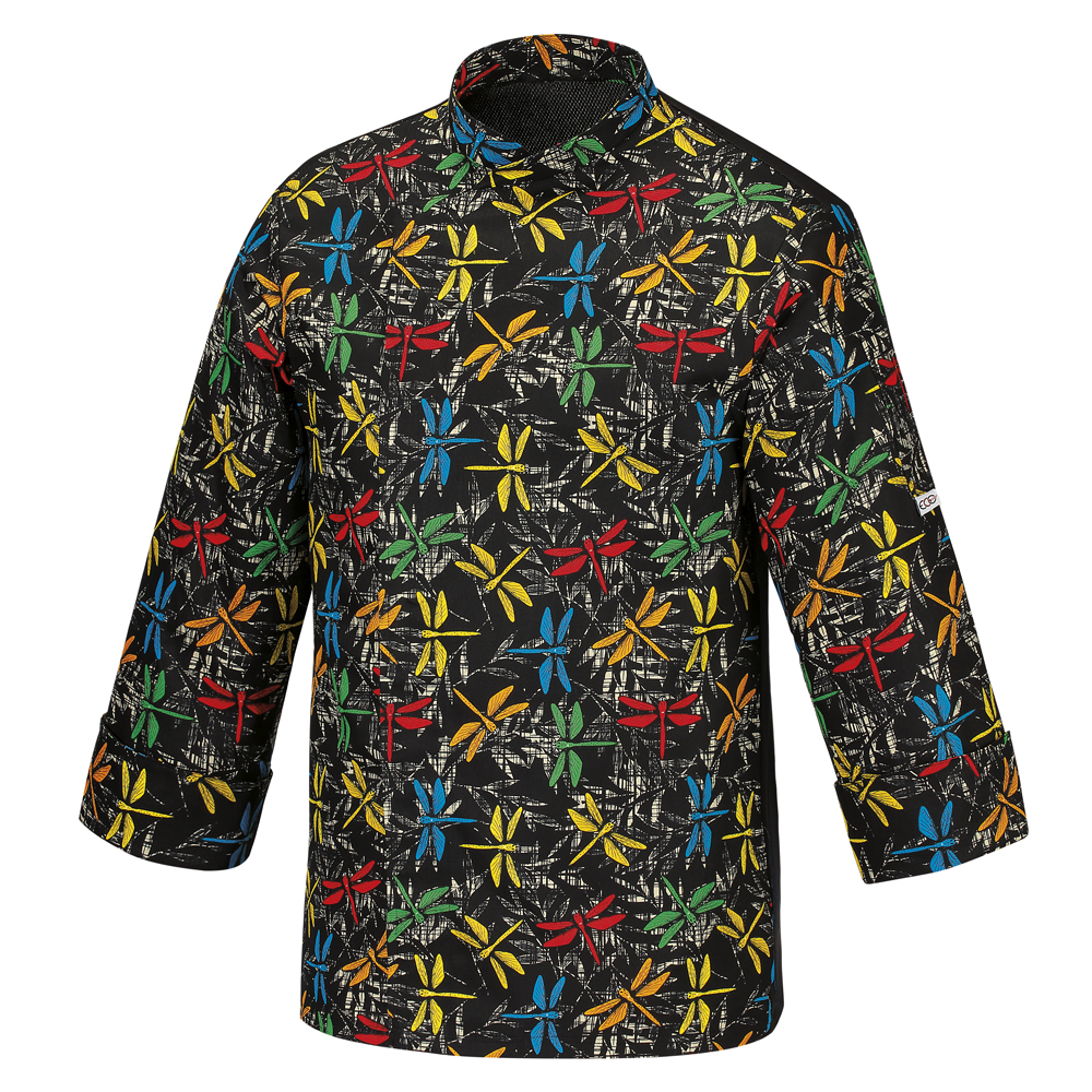 Unisex chef jacket with press buttons and back in Air Plus Fantasy