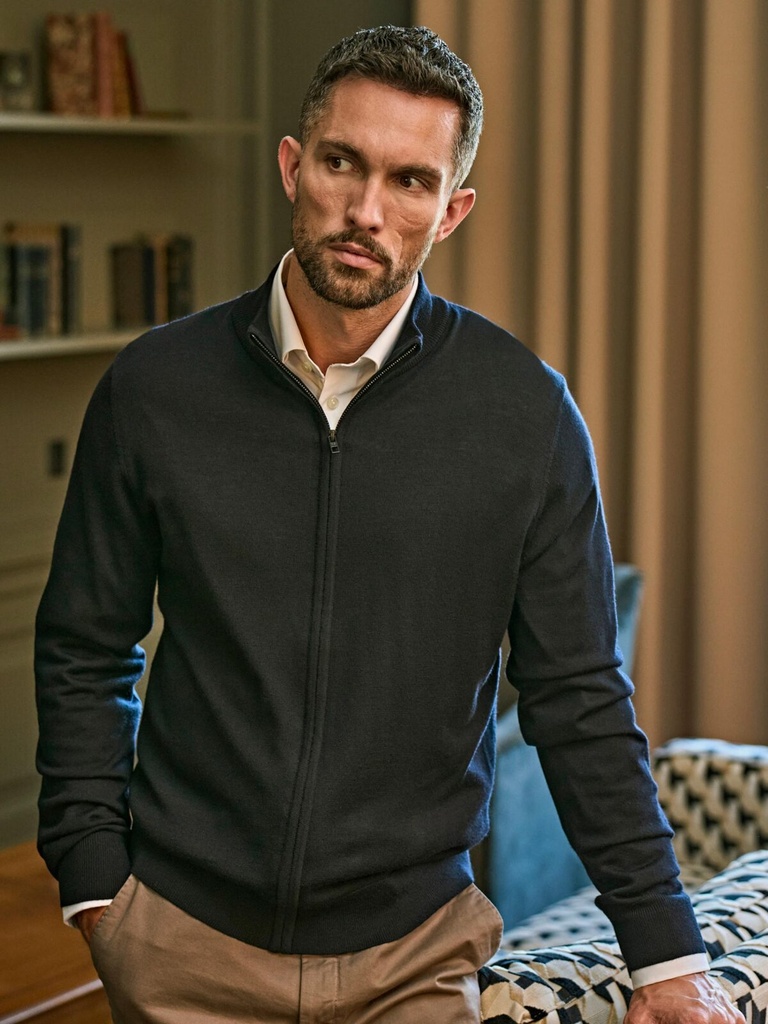 Maglia in lana merino e poliacrilico con zip