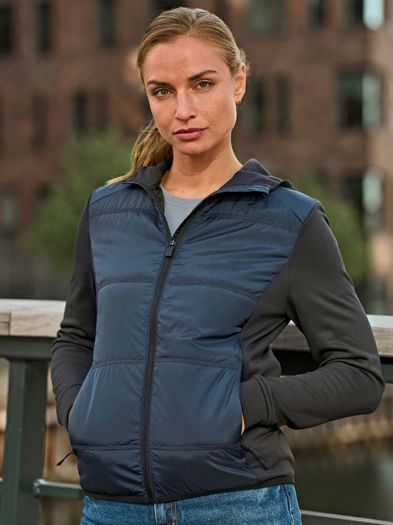 Giacca da donna con cappuccio e inserti in pile elasticizzato