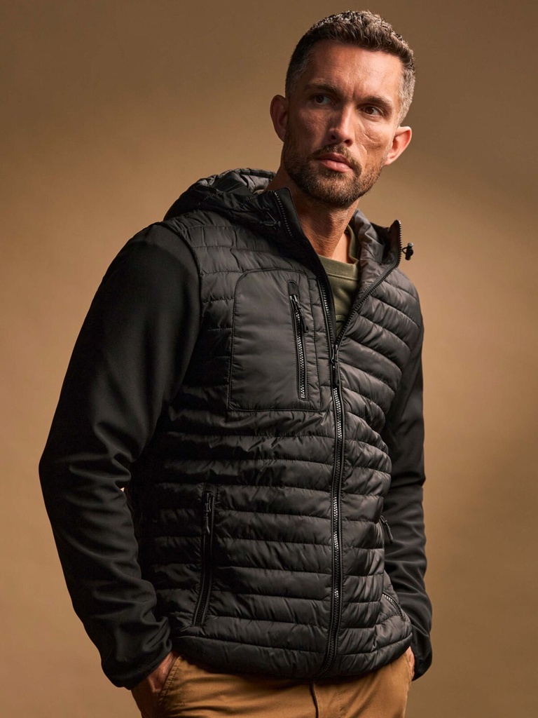 Giacca con cappuccio e maniche in softshell