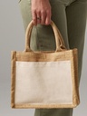 Shopper in juta laminata con tasca in cotone