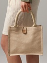 Borsa regalo in juta e cotone con chiusura a cordino e bottone