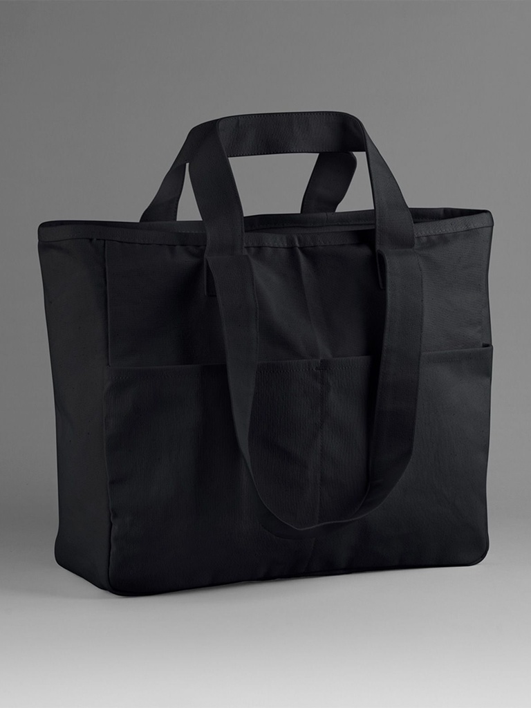 Shopper in cotone canvas con doppia maniglia e tasche