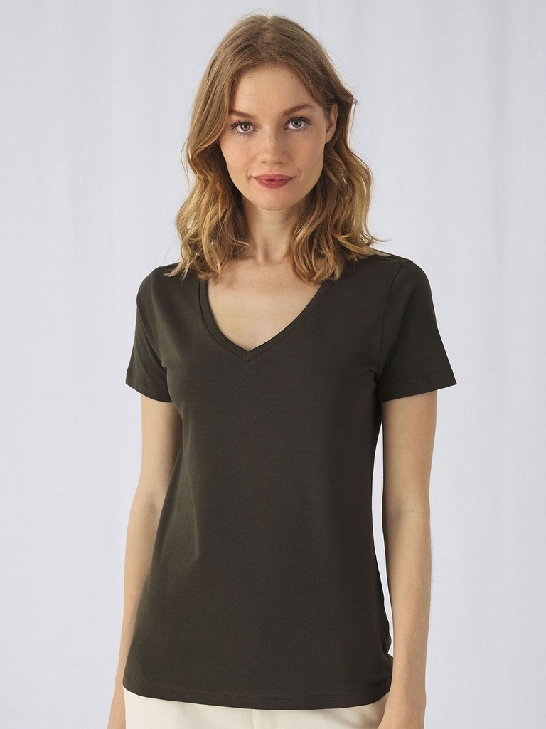 T-shirt da donna in cotone organico con scollo a V e vestibilità moderna