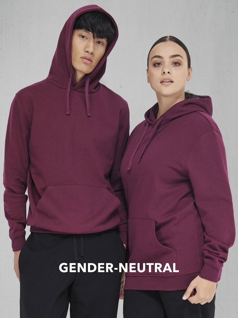 Felpa con cappuccio gender-neutral in cotone e poliestere riciclato