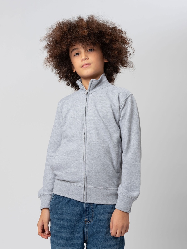 Felpa in french terry con zip e collo alto per bambino