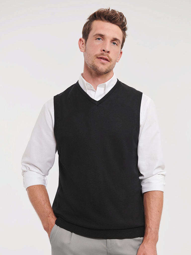 Maglia smanicata a collo a V