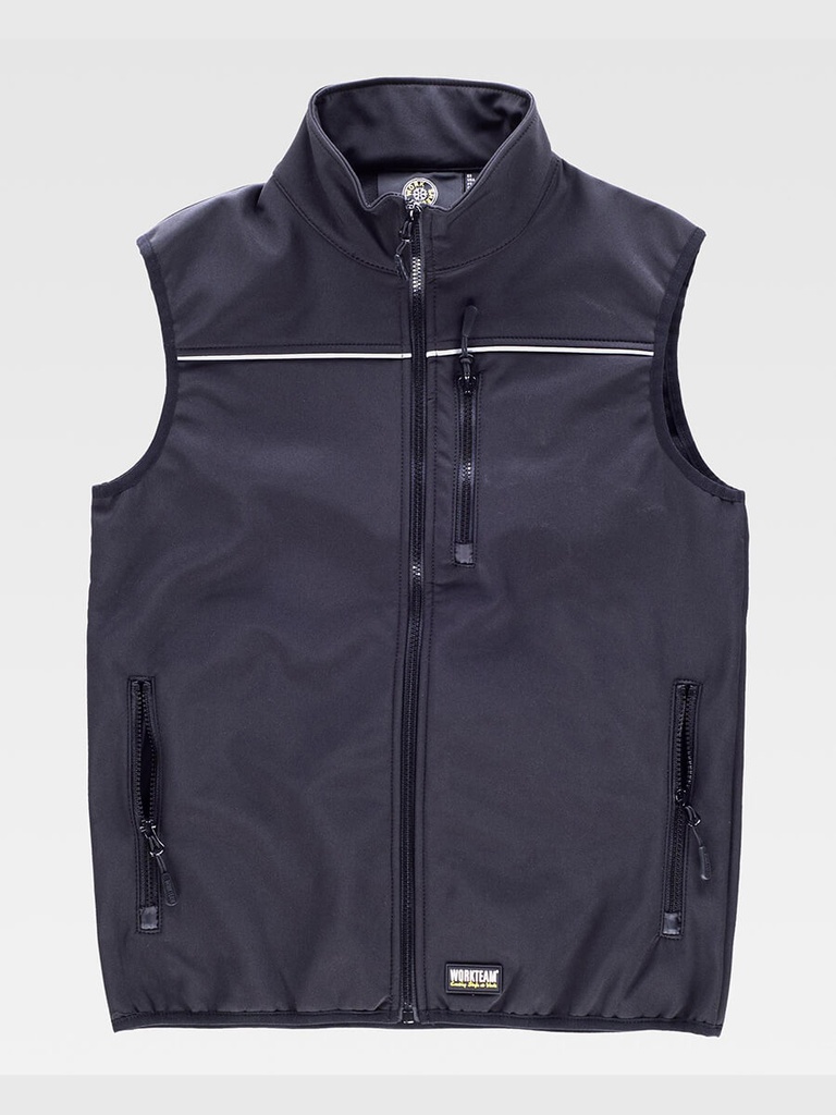 Gilet workshell antivento e termico con bordino riflettente