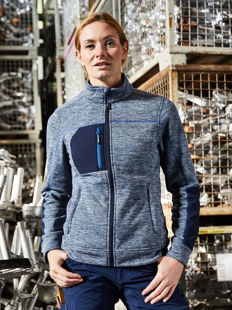 Giacca in pile mélange con interno felpato e cuciture a contrasto